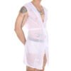 Men's Striped Sleeveless Hooded Bathrobe