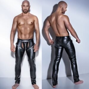 1975239287616.jpg European and American men's sexy lingerie patent leather men's tights leather trousers