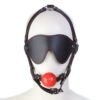 Leather Hollow Plastic Mouth Stopper Eye Mask Set