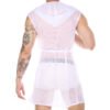 Men's Striped Sleeveless Hooded Bathrobe