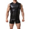 4804b594-e4ed-4cbe-8d88-4012ffb317e5.jpg Men's Fashion Casual Faux Leather Tank Top Shorts