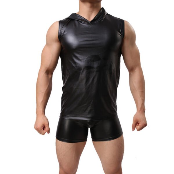 4804b594-e4ed-4cbe-8d88-4012ffb317e5.jpg Men's Fashion Casual Faux Leather Tank Top Shorts