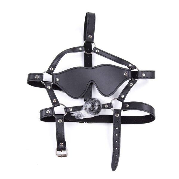 Leather Hollow Plastic Mouth Stopper Eye Mask Set