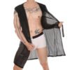Men's Striped Sleeveless Hooded Bathrobe