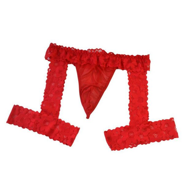 Men's Sexy Transparent Lace Bag Underwear Flat Leg Leggings Sexy Underwear