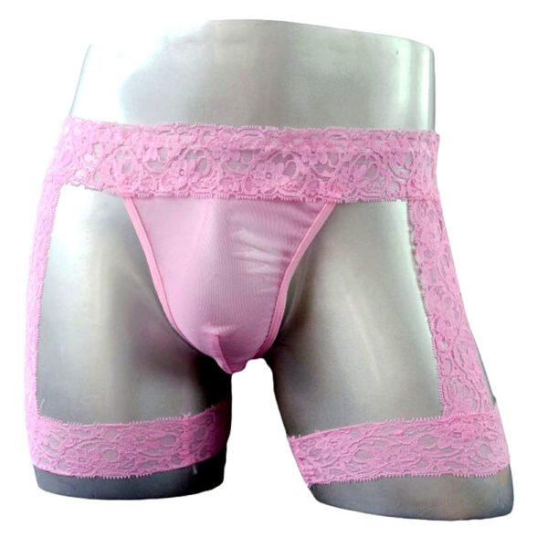 Men's Sexy Transparent Lace Bag Underwear Flat Leg Leggings Sexy Underwear